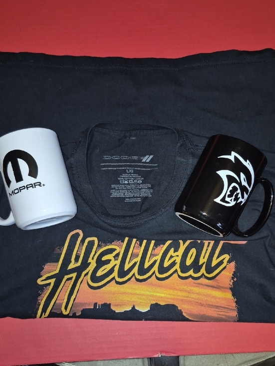 Dodge Other - Dodge SRT Hellcat Black Tee with Orange Graphic And 2 Collectable Mugs.